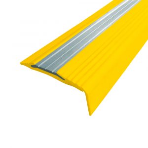 Противоскользящий резиновый профиль с алюминиевой вставкой «NoSlip» угол 27 м желтый