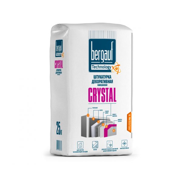 Bergauf Crystal 2 мм 25 кг Штукатурка декоративная камешковая зерно 2 мм, зима