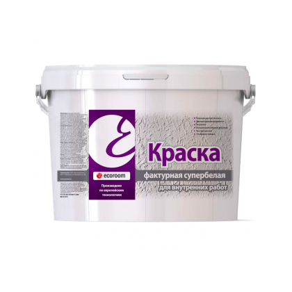 Краска фактурная супербелая для внутренних работ Ecoroom
