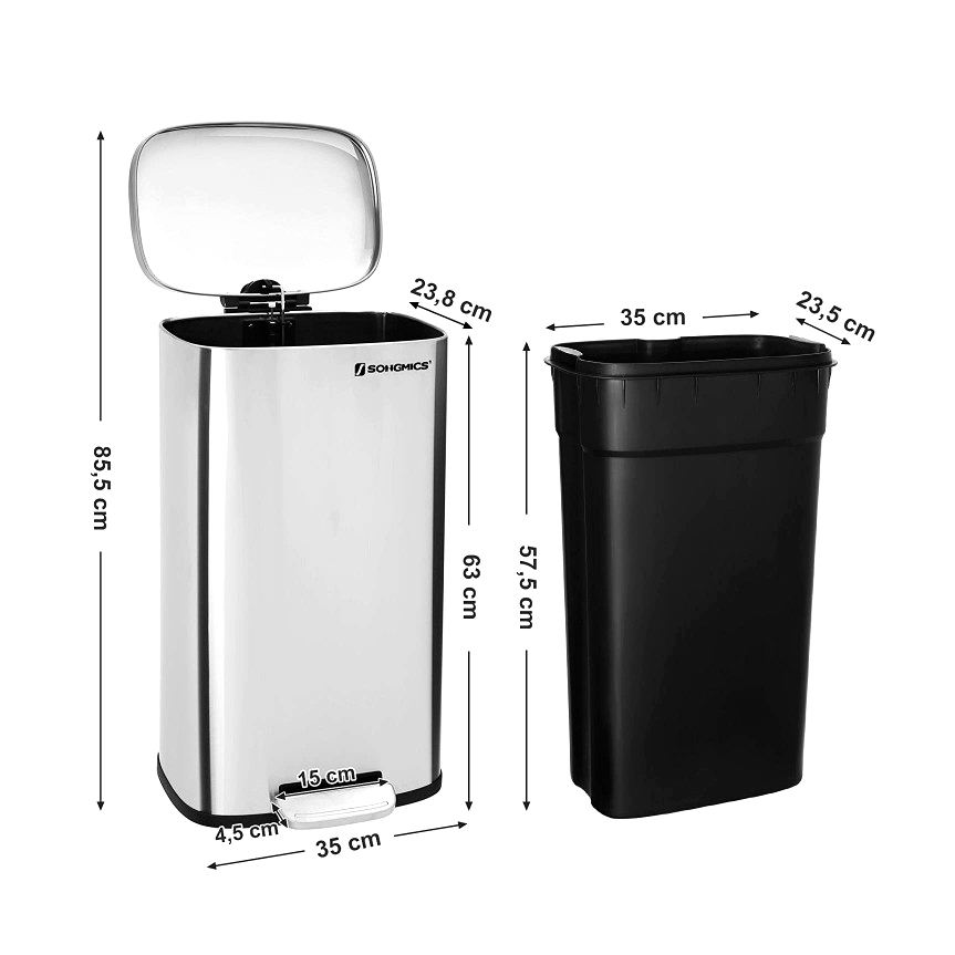 Урна SONGMICS LTB03NL из нержавеющей стали 30 л