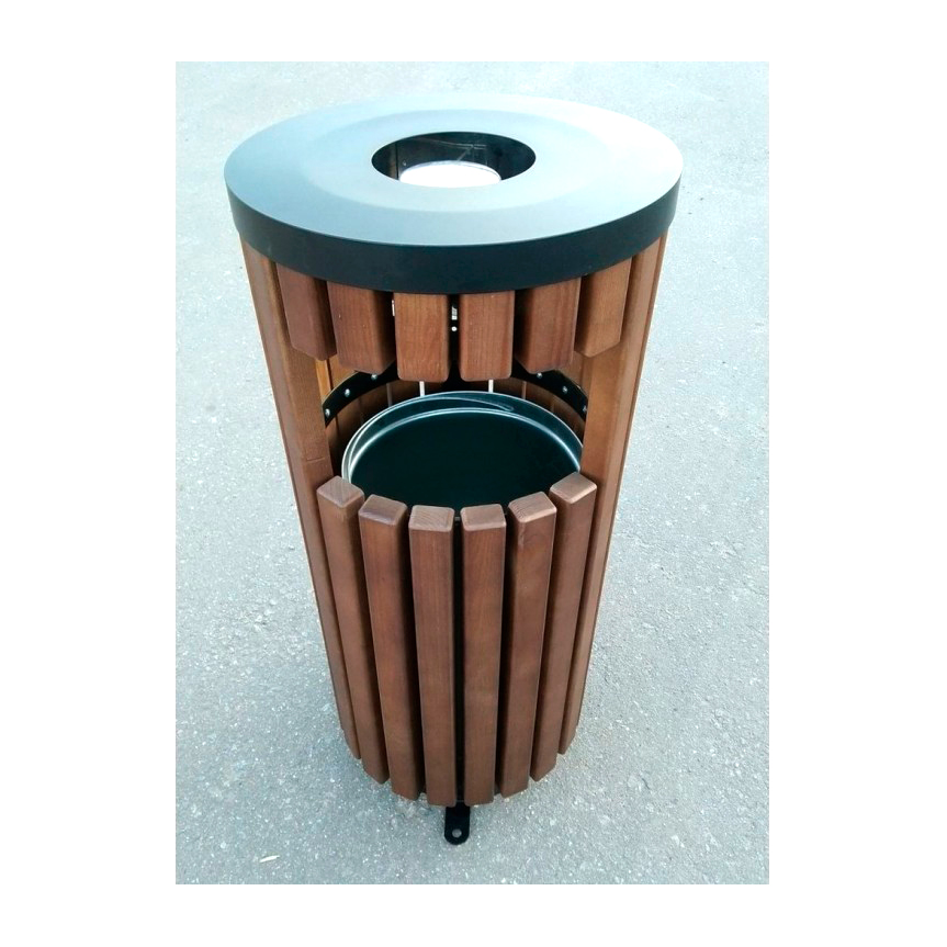 Урна-пепельница PANDA STEEL Wood уличная из окрашенной оцинкованной стали и дерева 40 л