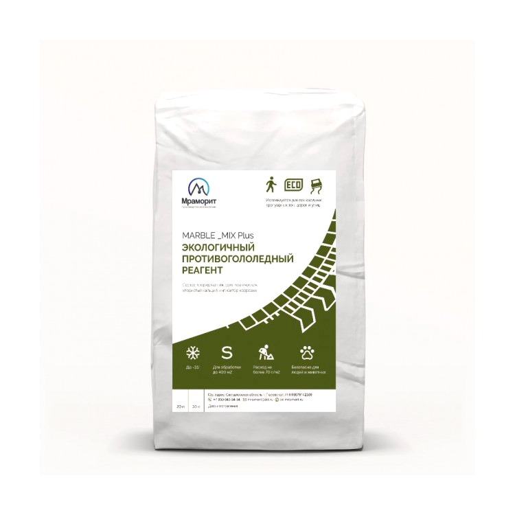 Противогололедный реагент Мраморит MARBLE_MIX plus 30 кг
