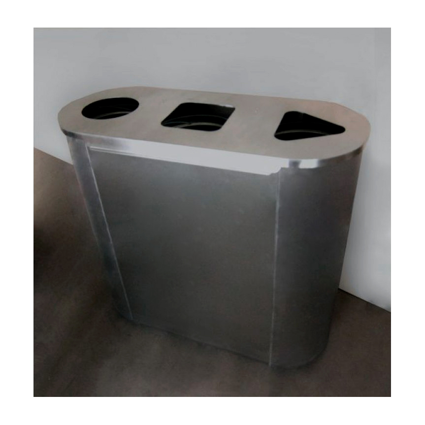 Урна для раздельного сбора мусора PANDA STEEL Акцент-3 из шлифованной нержавеющей стали 144 л