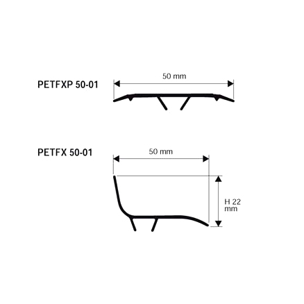 Перекрытие угловое для деформационного шва из ПВХ PROPLATE FIX PETFX 50-01