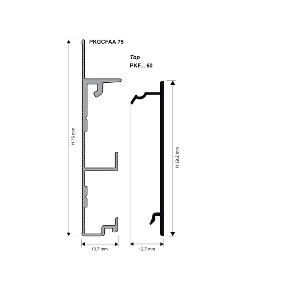 Плинтус из анодированного алюминия PROSKIRTING FLAT PKFLBS 60