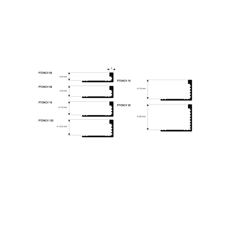 Гибкий латунный профиль PROTERMINAL CURVE PTONCV 08