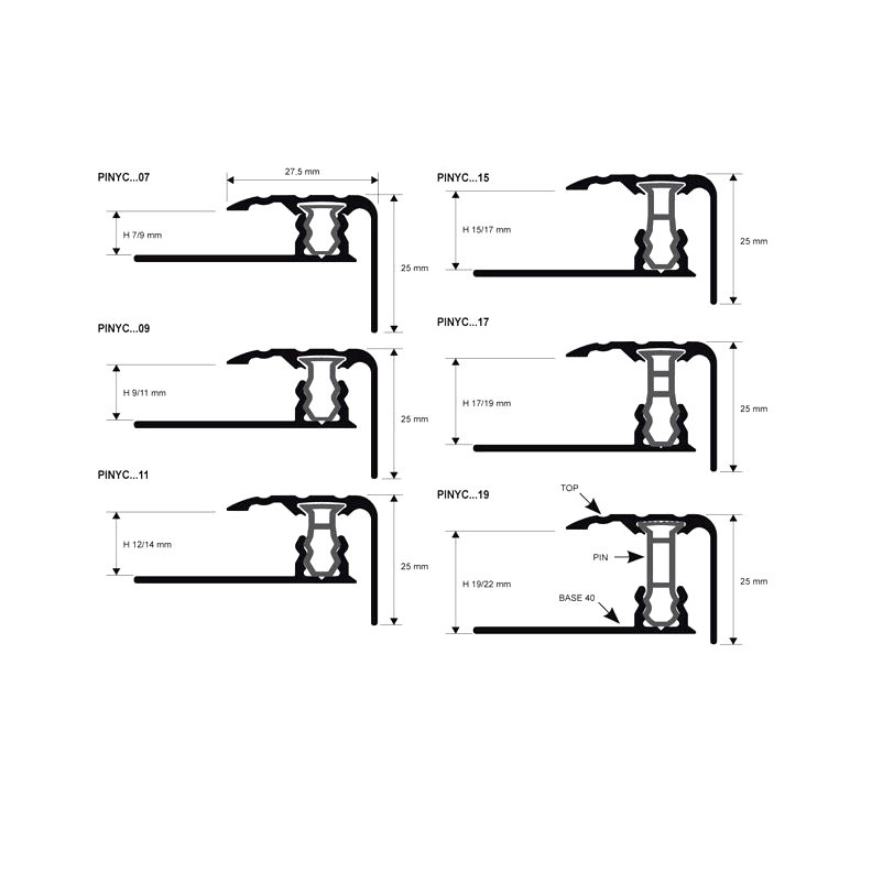 Профиль для ступеней из алюминия с базой STYLE STAIR PINYC 07