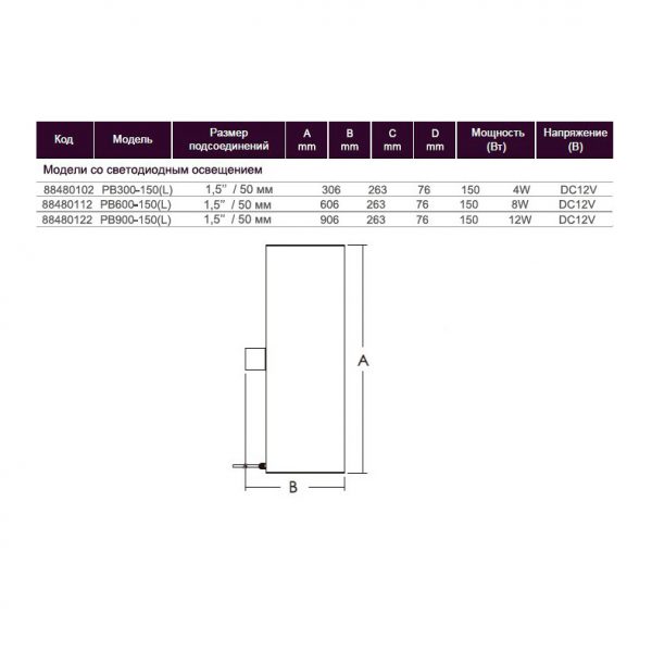 Водопад стеновой ABLETECH с светодиодами PB900-150L