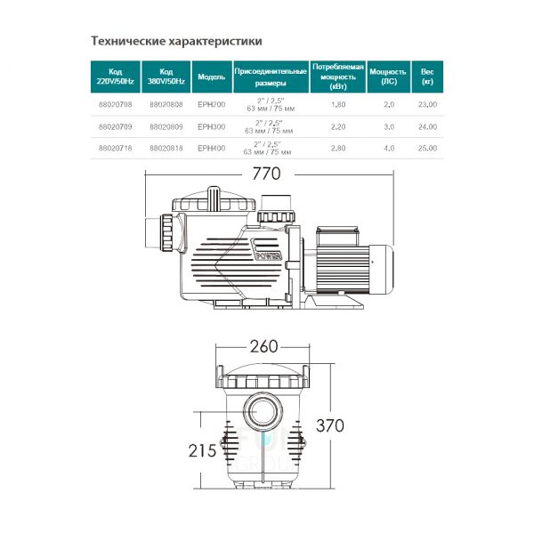 Насос - ABLETECH EPH300 2.6 kW. 3 HP. 380 V. 36 m3/h