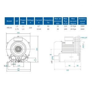 Компрессор - Hidrotermal AB150 1.5 HP. 220 V/50 Hz. 170 m3/h