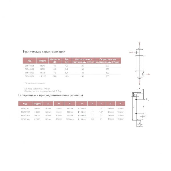 Теплообменник ABLETECH HE60 вертикальный 60 kW