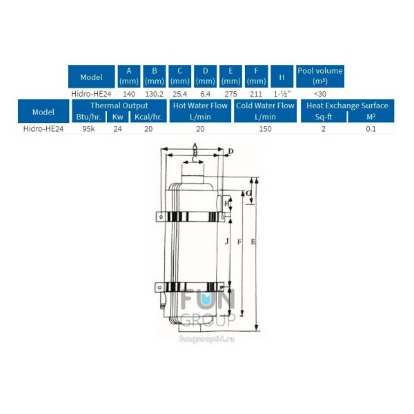 Теплообменник HIDRO - MF80 BLACK вертикальный 25 kW