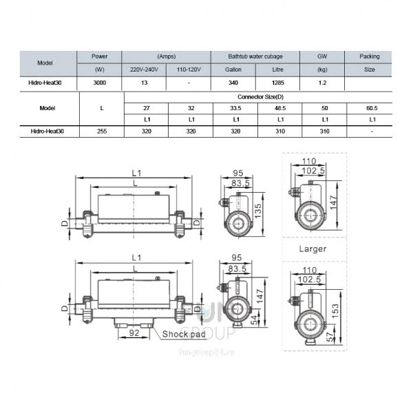 Электрообогреватель HIDRO - Heat30 3 kW. 220 V