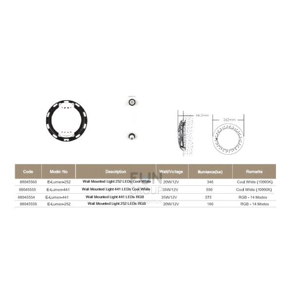 Прожектор ABLETECH E-Lumen 252 LEDs CoolWhite 20W/12V (20000К)