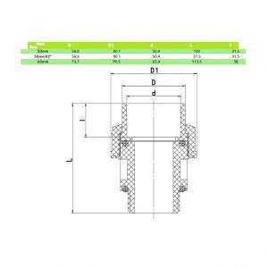 Муфта Разборная ПВХ с наружной резьбой 50*1/1/2mm. PN10 ERA (Резьба/клей)