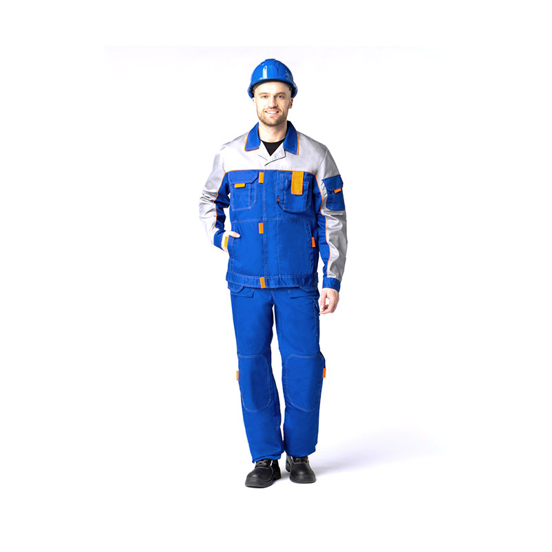Костюм Союз-Профессионал-1 (тк.Балтекс,240) брюки, васильковый/св.серый/оранжевый