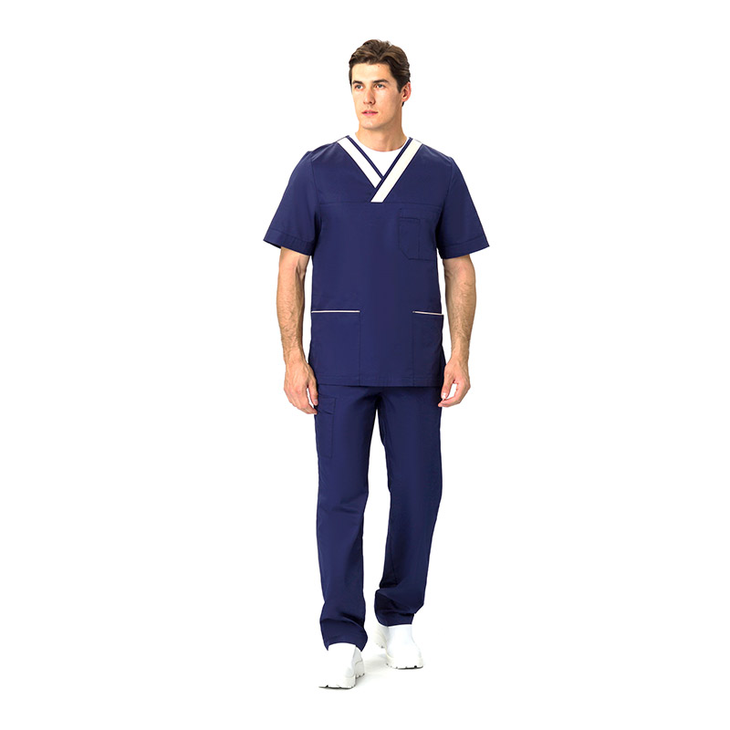 Костюм мужской Симпл-001 (тк.Смесовая,120) MedLine, т.синий/бежевый
