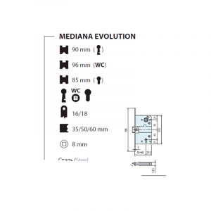 B01102.50.22.567 Замок межкомнатный (BOX) WC AGB MEDIANA EVOLUTION (медь) + отв. планка