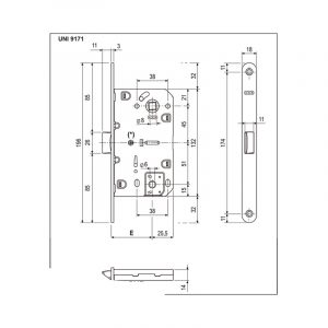 B01102.50.93.567 Замок межкомнатный (BOX) WC AGB MEDIANA EVOLUTION (черный) + отв. планка