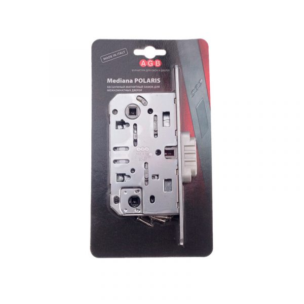 B06102.50.34.567 Замок межкомнатный (BOX) WC AGB MEDIANA POLARIS (мат. хром) + отв. планка