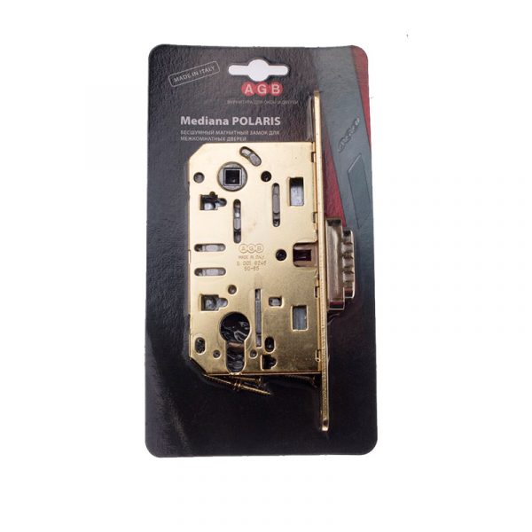 B06103.50.03.567 Замок межкомнатный (BOX) под цилиндр AGB MEDIANA POLARIS (золото) + отв. планка