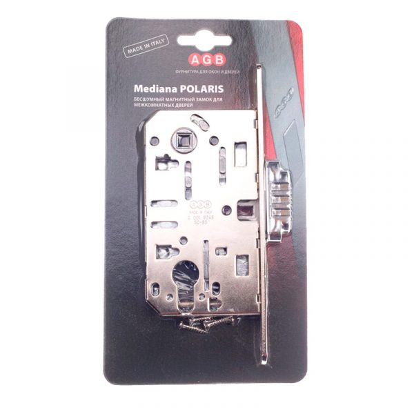 B06103.50.06.567 Замок межкомнатный (BOX) под цилиндр AGB MEDIANA POLARIS (хром) + отв. планка