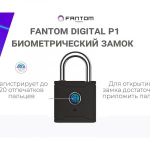 Замок навесной всепогодный биометрический отпечаток пальца FANTOM DIGITAL P1 черный