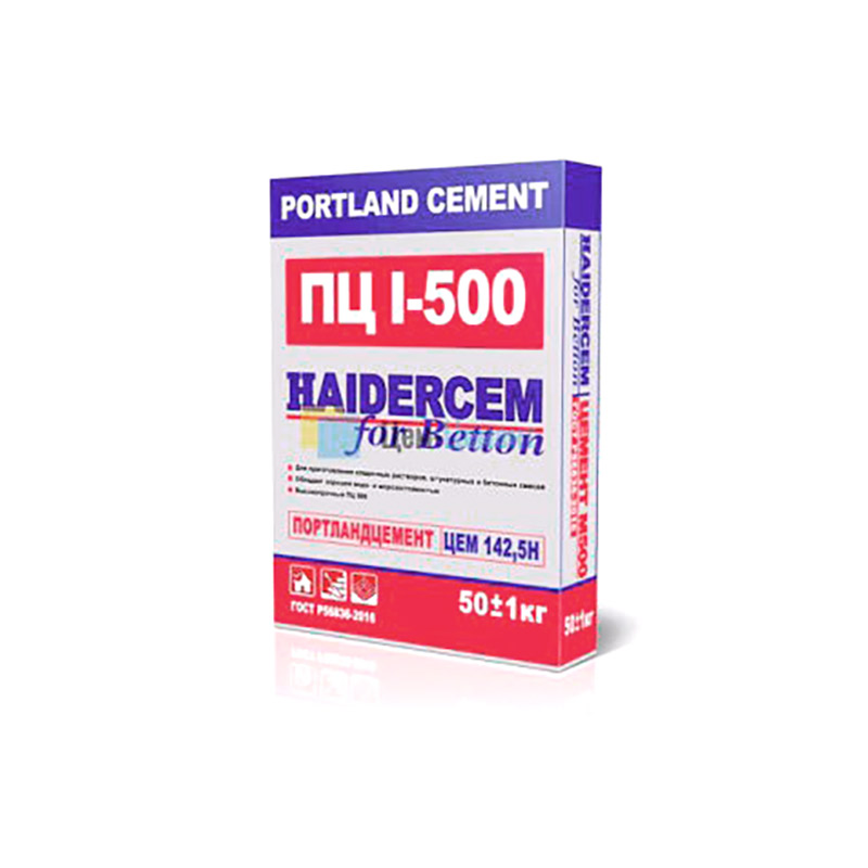 Haidercem Цемент М500 Д0 (ЦЕМ I 42,5Н), мешок 50кг