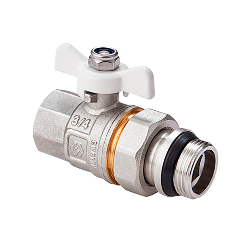 Кран шаровый Американка 1/2" с самоуплотняющимся кольцом MVI (вн.нар., бабочка, полнопроходной)