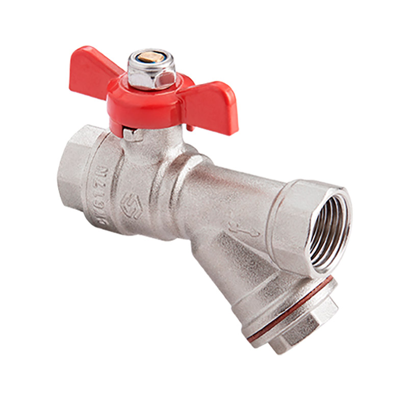 Кран шаровый с фильтром 1/2" MVI (вн.вн., бабочка, полнопроходной)