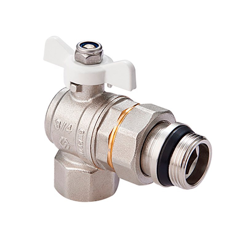 Кран шаровый угловой Американка 3/4" с самоуплотняющимся кольцом MVI (вн.нар., бабочка)