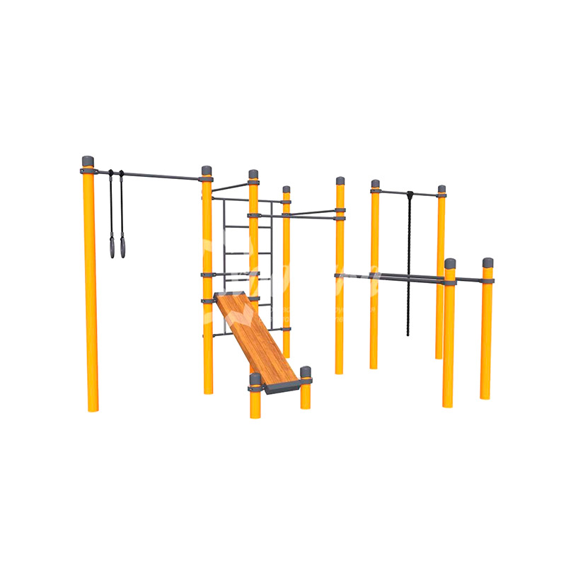 Воркаут «Комплекс канат, кольца, шведская стенка, 3 турника, брусья и наклонная скамья Борец»
