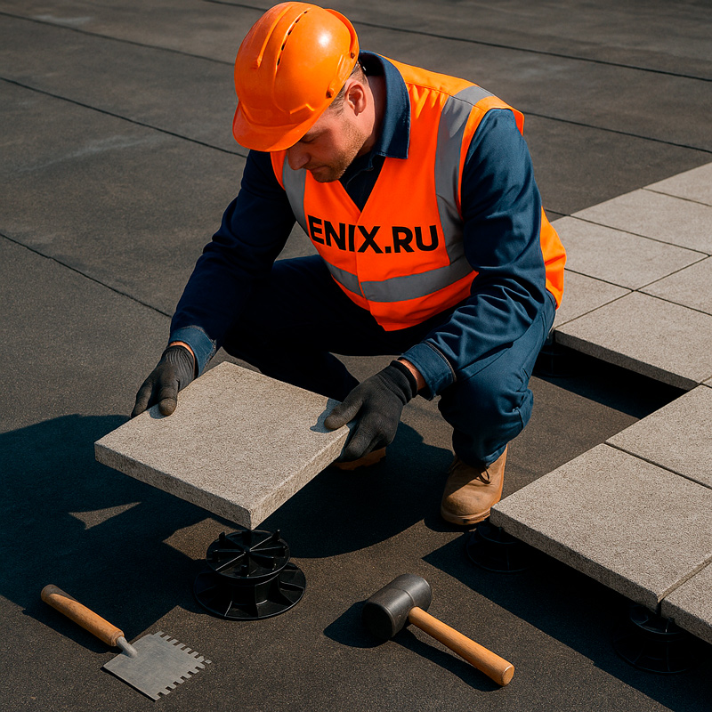 Устройстов-плитки-на-плоской-кровле