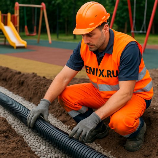 Устройство-дренажной-системы-на-детской-площадке Устройство-дренажной-системы-на-детской-площадке
