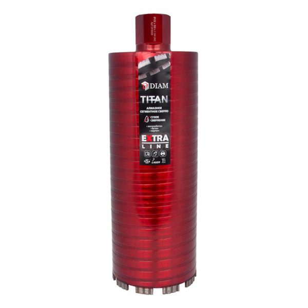 Алмазное сегментное сверло DIAM EXTRA LINE 122мм TITAN HIT (сухое сверление) 313028